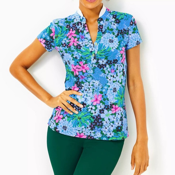 Lilly Pulitzer Tops - Brand New Lilly Pulitzer UPF 50+ Luxletic Frida Polo in Multi Soiree All Day, XL